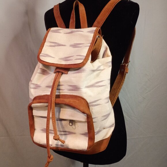 Boutique Brand DRIFTLESS STYLE Print Tan Denim w Tan Nubuck Leather Backpack main image 7
